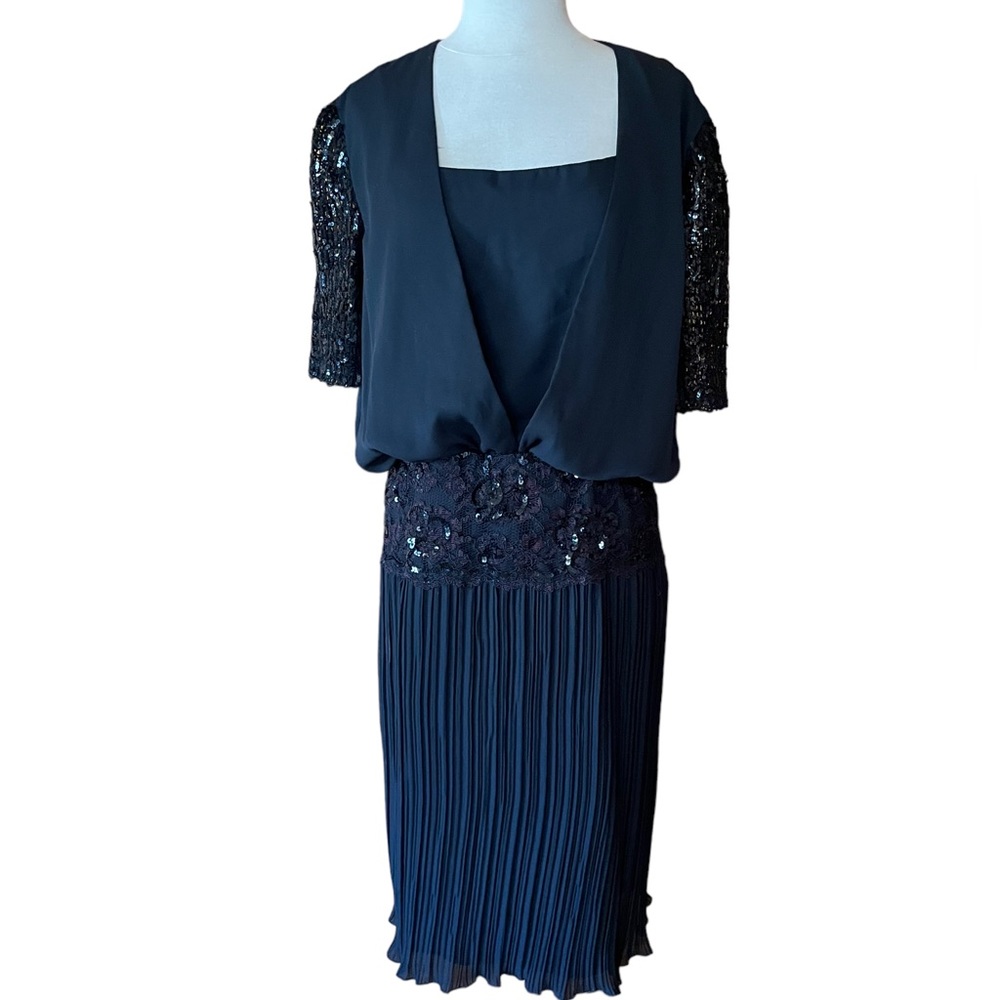 1980s Nadine Boutique Sequin/Lace Evening Dress